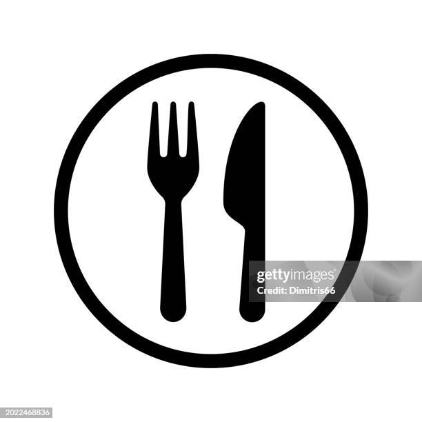 fork and knife icon - freßmeile stock-grafiken, -clipart, -cartoons und -symbole