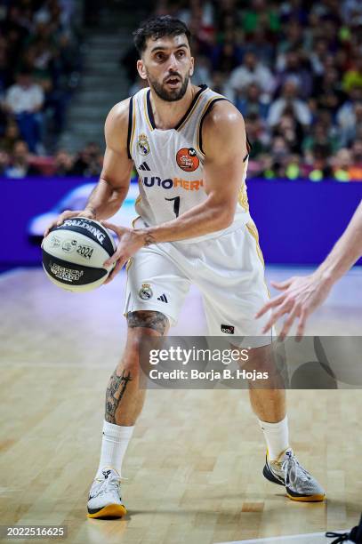 Facu Campazzo of Real Madrid in action during the Finals of the 2024 Copa del Rey de Baloncesto match between Real Madrid and FC Barcelona at Martin...