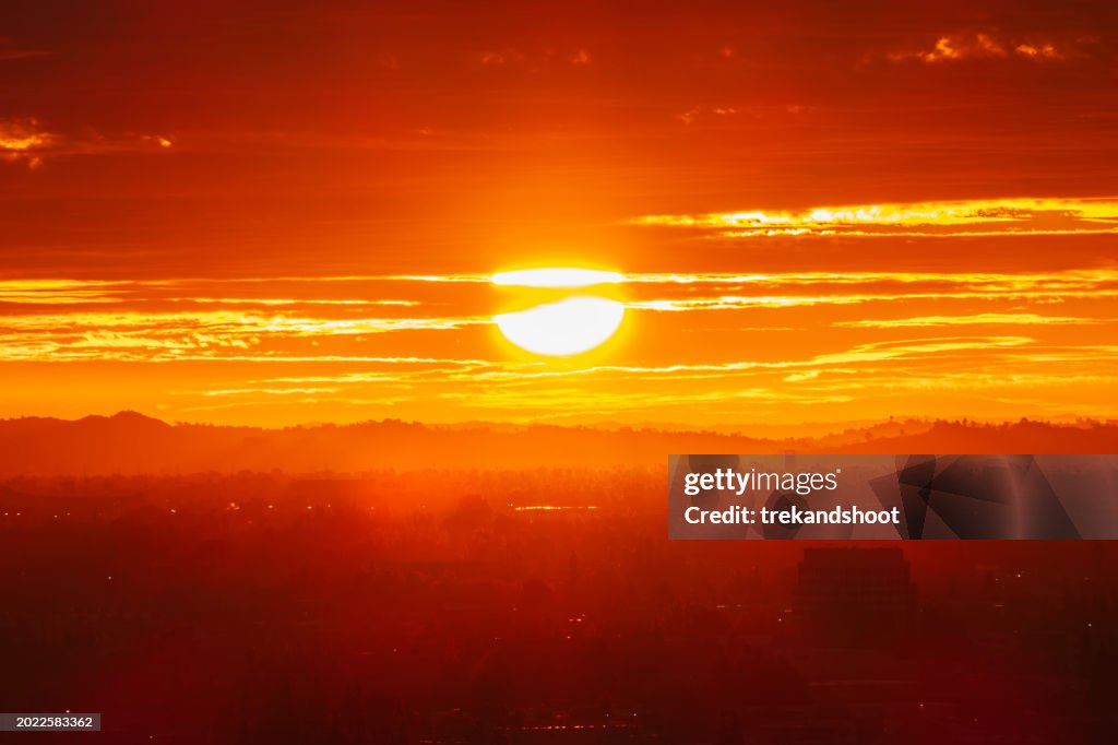 Los Angeles California Morning Fiery Sunburst