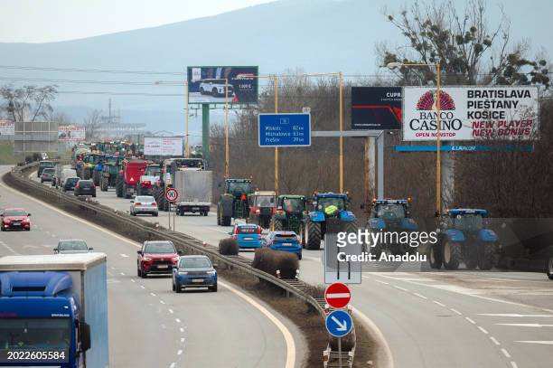 Slovak farmers with their tractors arrive to Kosice, Slovakia during the second wave of nationwide protests against the European Union's agrarian...