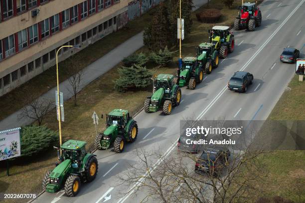 Slovak farmers with their tractors arrive to Kosice, Slovakia during the second wave of nationwide protests against the European Union's agrarian...