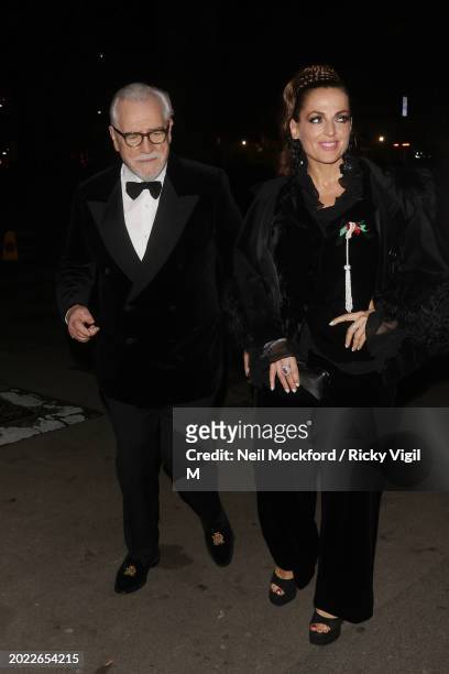 Brian Cox and Nicole Ansari-Cox attend the British Vogue And Tiffany & Co. Celebrate Fashion And Film Party 2024 at Annabel's on February 18, 2024 in...