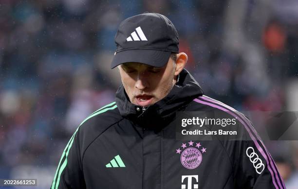 Thomas Tuchel, Manager of Bayern Munich, is seen prior to the Bundesliga match between VfL Bochum 1848 and FC Bayern München at Vonovia Ruhrstadion...