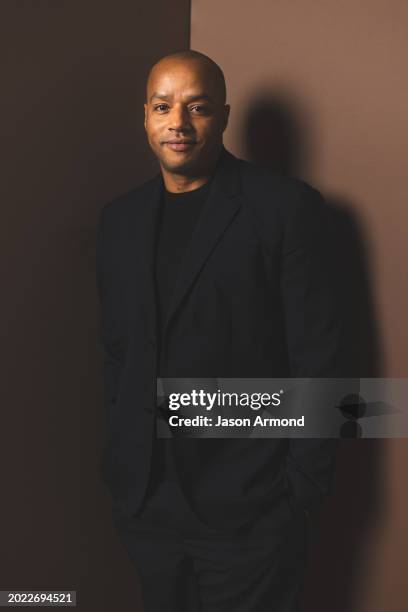 Actor Donald Faison is photographed for Los Angeles on February 18, 2024 at the People's Choice Awards at Santa Monica's Barker Hangar in Long Beach,...