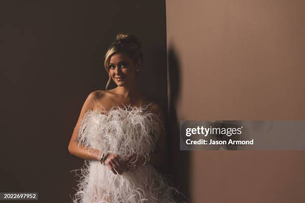 Personality Hannah Godwin is photographed for Los Angeles on February 18, 2024 at the People's Choice Awards at Santa Monica's Barker Hangar in Long...