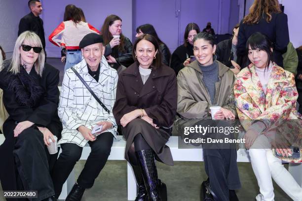 Laura Ingham, Designer Stephen Jones, CEO of the British Fashion Council Caroline Rush, Caroline Issa and Susie Lau aka Susie Bubble attend the KNWLS...