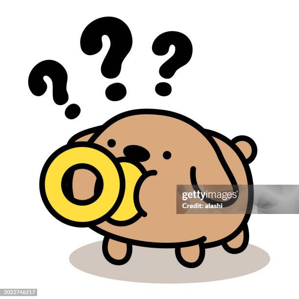 a cute dog sucking a pacifier feels confused and curious - purity stock illustrations