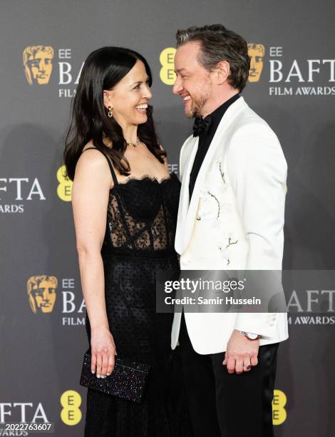 Lisa Liberati and James McAvoy attends the 2024 EE BAFTA Film Awards at The Royal Festival Hall on February 18, 2024 in London, England.