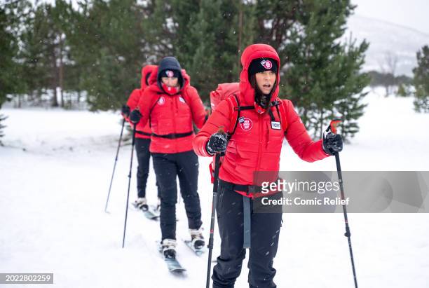 Alex Scott, Sara Davies, Vicky Pattison and Laura Whitmore take part in a training session before the start of the challenge on February 18, 2024 in...