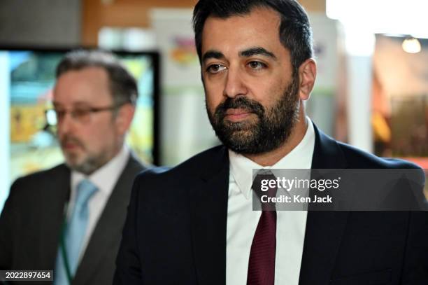 First Minister Humza Yousaf leaves the chamber following SNP MSP Ivan McKee's Members' Business motion "Immediate Ceasefire in Palestine and Israel",...