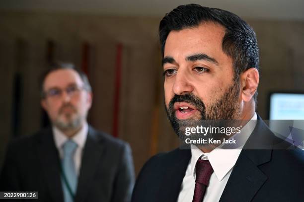 First Minister Humza Yousaf takes media questions on his response to events surrounding the SNP Opposition Day debate in Westminster calling for a...