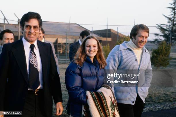 American heiress Patricia Hearst is released from the Federal Correctional Institution at Pleasanton, California, after US President Jimmy Carter...