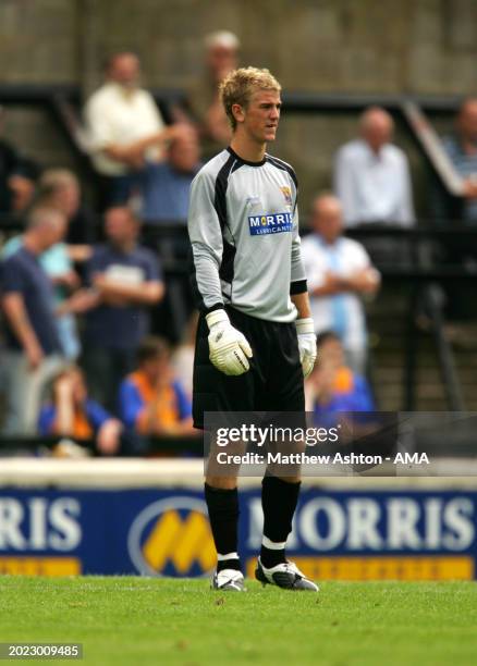 Joe Hart the Shrewsbury Town goalkeeper playing during a Pre-Season Friendly in the Shrewsbury Town v Tranmere Rovers on July 23, 2005 in Shrewsbury,...