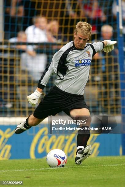 Joe Hart the Shrewsbury Town goalkeeper playing during a Pre-Season Friendly in the Shrewsbury Town v Tranmere Rovers on July 23, 2005 in Shrewsbury,...