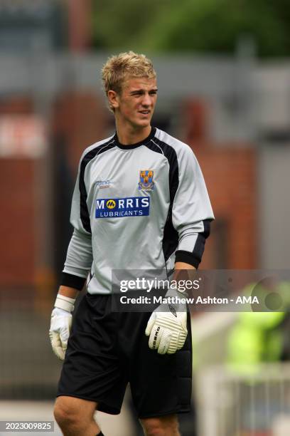 Joe Hart the Shrewsbury Town goalkeeper playing during a Pre-Season Friendly in the Shrewsbury Town v Tranmere Rovers on July 23, 2005 in Shrewsbury,...