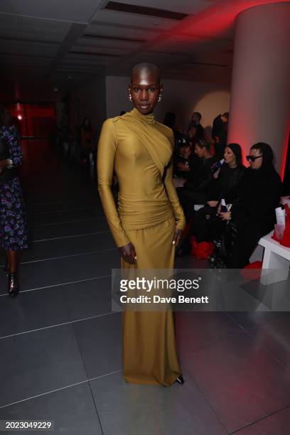 Adot Gak attends the FROLOV AW24 show during London Fashion Week February 2024 on February 19, 2024 in London, England.