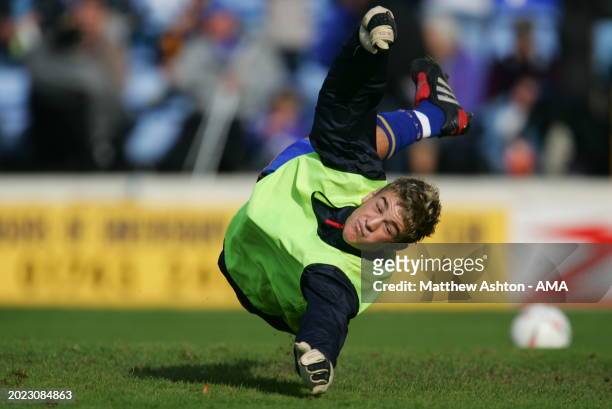 Joe Hart the Shrewsbury Town goalkeeper a substitute during the on Coca Cola League Two in the Shrewsbury Town v Yeovil in 25th September 2004 in...
