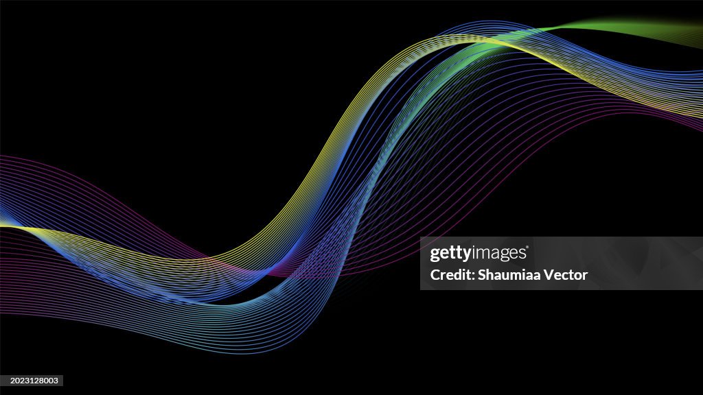 Modern blue liquid wave line particle technology abstract background