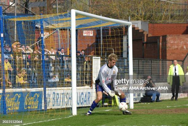 Joe Hart the Shrewsbury Town goalkeeper making his debut appearance in the Football League during the Coca Cola Football League Two Shrewsbury Town v...