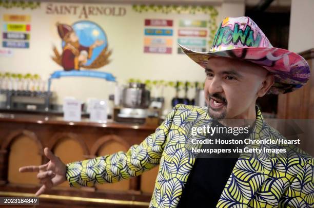 Graffiti artist Gonzo 247 speaks during a press conference held at St. Arnold's Brewery, 2000 Lyons, to reveal artists collaborating on Meow Wolf...