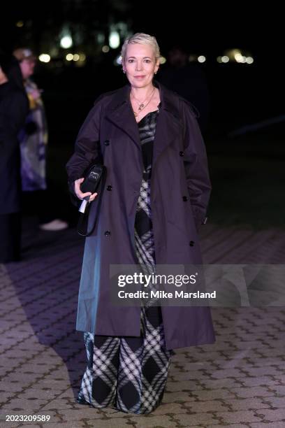 Olivia Colman attends the Burberry show during London Fashion Week February 2024 at Victoria Park on February 19, 2024 in London, England.