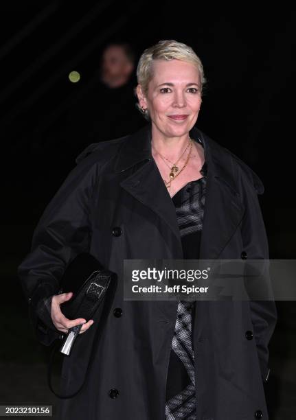 Olivia Colman attends the Burberry show during London Fashion Week February 2024 in Victoria Park on February 19, 2024 in London, England.