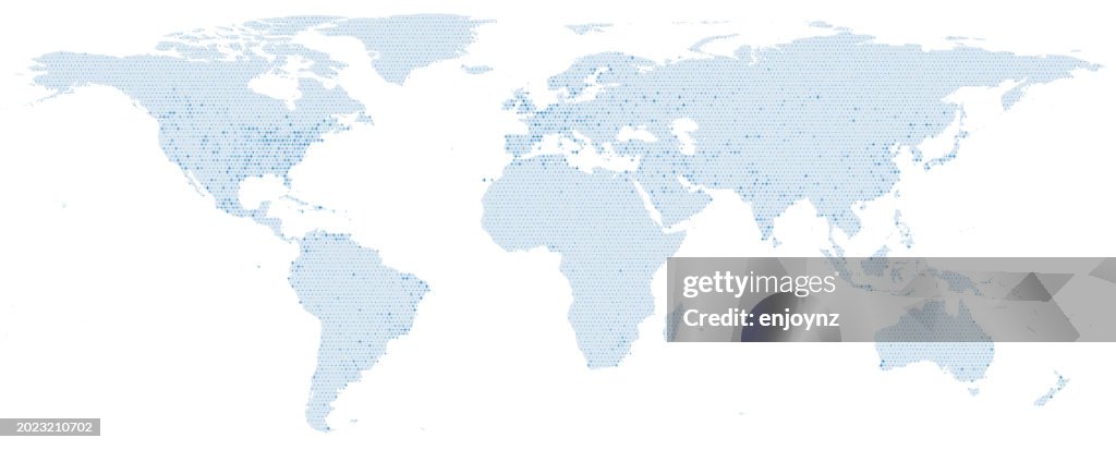 Mapa do mundo com sobreposição de meio-tom de dados