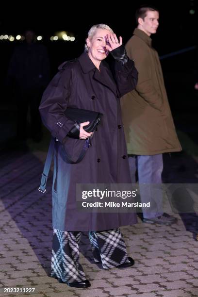 Olivia Colman attends the Burberry show during London Fashion Week February 2024 at Victoria Park on February 19, 2024 in London, England.