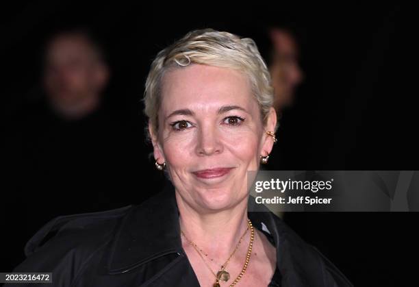 Olivia Colman attends the Burberry show during London Fashion Week February 2024 in Victoria Park on February 19, 2024 in London, England.