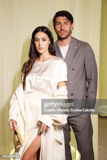 Cecilia Rodriguez and Ignazio Moser pose at the Laura Biagiotti Fashion Show on February 19, 2024 in Milan, Italy.