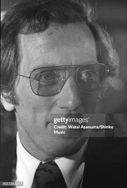 American singer and actor Andy Williams at Chappell Music Shop, London for autograph session in 1970s.