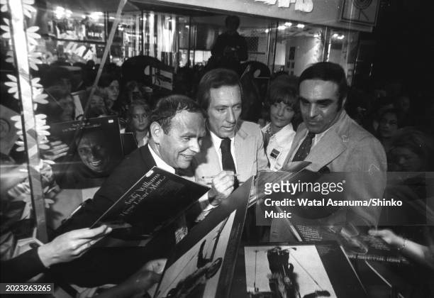 American singer and actor Andy Williams at Chappell Music Shop, London for autograph session in 1970s.