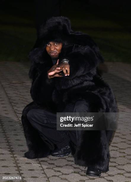 Dizzee Rascal attends the Burberry show during London Fashion Week February 2024 in Victoria Park on February 19, 2024 in London, England.