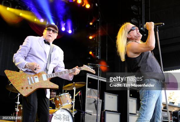 Rick Neilsen and Robin Zander of Cheap Trick perform at Sleep Train Amphitheatre on September 3, 2009 in Wheatland, California.