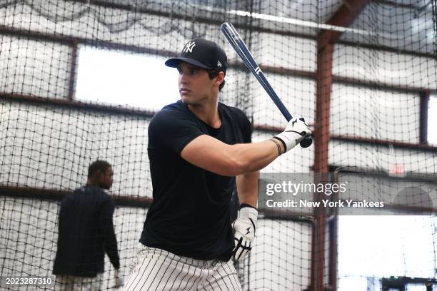 Spencer Jones of the New York Yankees during spring training at George M. Steinbrenner Field on February 21, 2024 in Tampa, Florida.