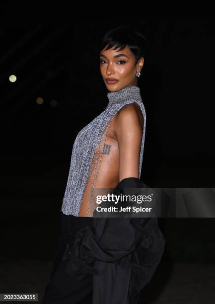 Jourdan Dunn attends the Burberry show during London Fashion Week February 2024 in Victoria Park on February 19, 2024 in London, England.