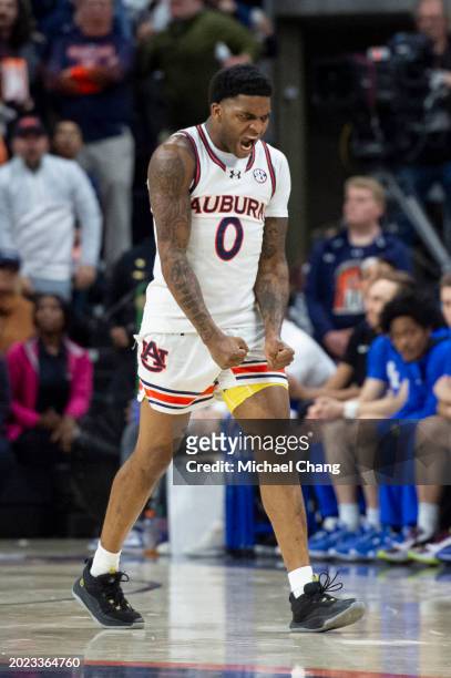 Johnson of the Auburn Tigers during their game against the Kentucky Wildcats at Neville Arena on February 17, 2024 in Auburn, Alabama.