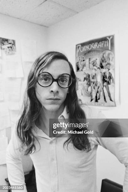 Michael Choquette is a writer and associate editor for The National Lampoon magazine in his office, New York City, New York, circa 1972.