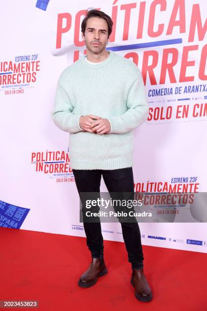 Alex Barahona attends the Madrid premiere of "Políticamente Incorrectos" at MK2 Cine Paz on February 19, 2024 in Madrid, Spain.