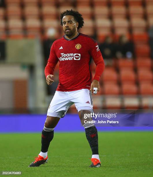 Tom Huddlestone of Manchester United U21s in action during the Premier League 2 match between Manchester United U21s and Manchester City U21s at...