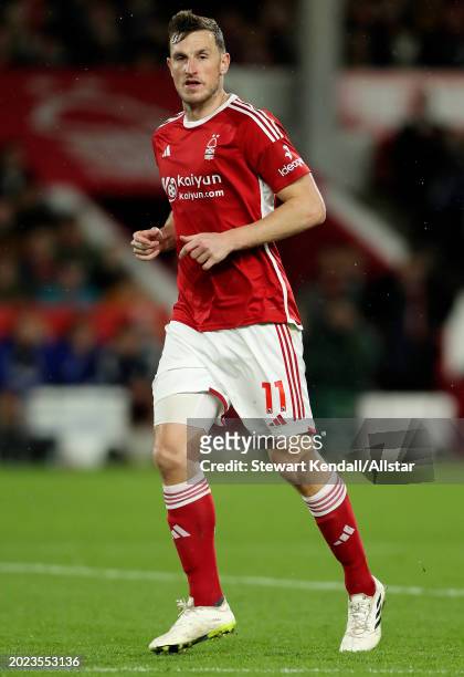 Chris Wood of Nottingham Forest running during the Premier League match between Nottingham Forest and Manchester United at City Ground on December...