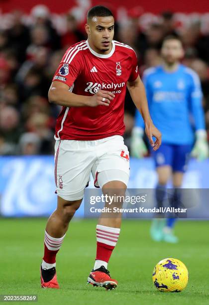 Murillo of Nottingham Forest on the ball during the Premier League match between Nottingham Forest and Manchester United at City Ground on December...