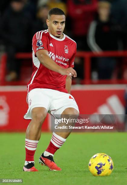 Murillo of Nottingham Forest on the ball during the Premier League match between Nottingham Forest and Manchester United at City Ground on December...