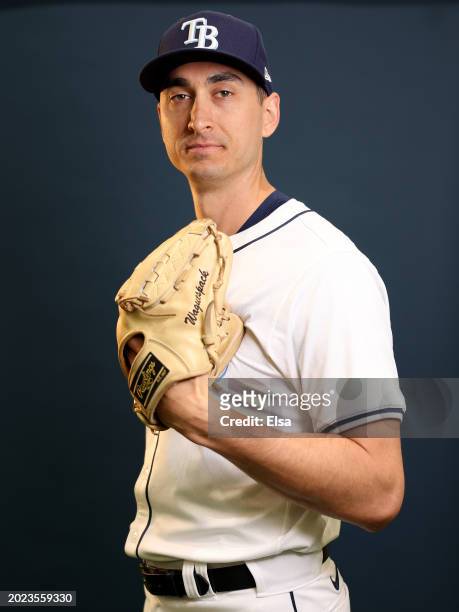 Jacob Waguespack of the Tampa Bay Rays poses for a picture during Tampa Bay Rays Photo Day at Charlotte Sports Park on February 18, 2024 in Port...