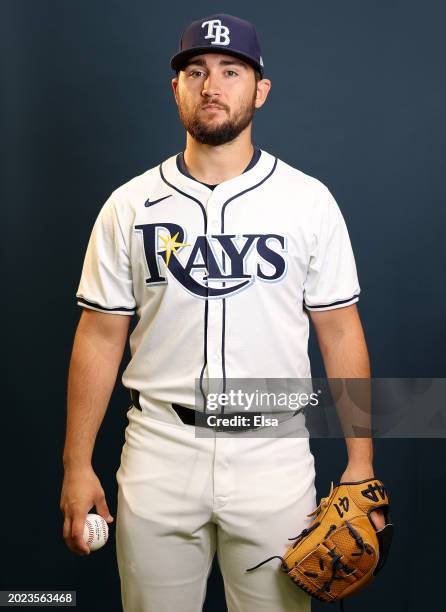 Colby White of the Tampa Bay Rays poses for a picture during Tampa Bay Rays Photo Day at Charlotte Sports Park on February 18, 2024 in Port...