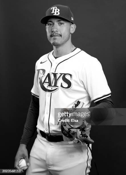 Michael Gomez of the Tampa Bay Rays poses for a picture during Tampa Bay Rays Photo Day at Charlotte Sports Park on February 18, 2024 in Port...