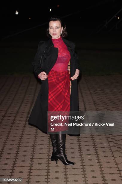 Debi Mazar seen attending the Burberry show at Victoria Park during London Fashion Week February 2024 on February 19, 2024 in London, England.