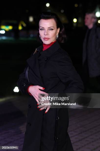 Debi Mazar attends the Burberry show during London Fashion Week February 2024 at Victoria Park on February 19, 2024 in London, England.