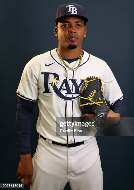 Edwin Uceta of the Tampa Bay Rays poses for a picture during Tampa Bay Rays Photo Day at Charlotte Sports Park on February 18, 2024 in Port...