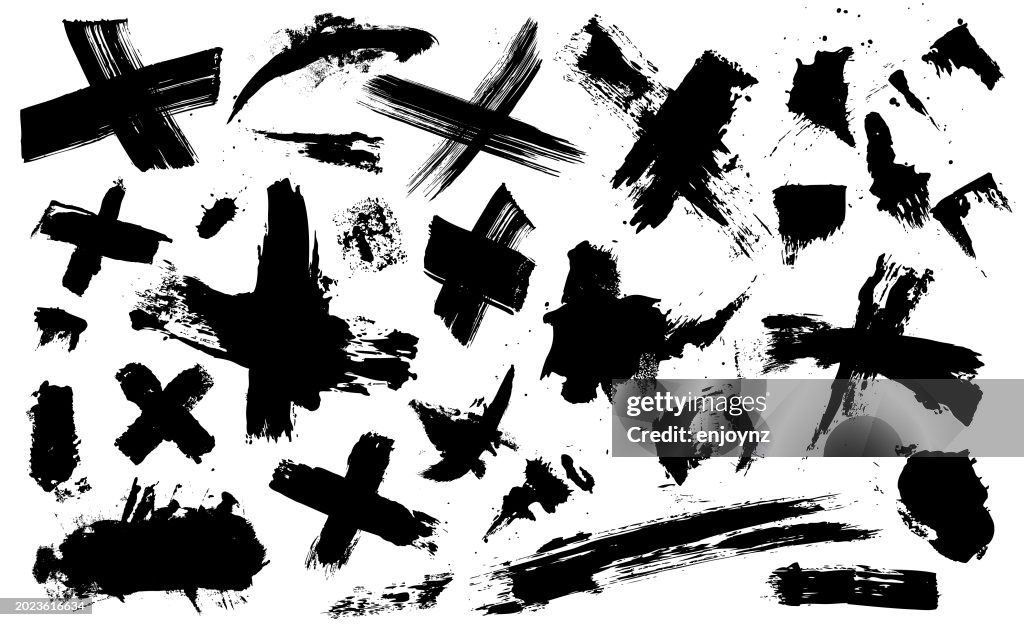 Black Grunge paint textures and paint brush marks